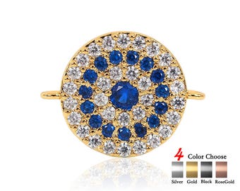 Böses Auge, CZ/Micro Pave Armband Connector, vier Farben sind erhältlich, Runde Auge Connerctor Perlen 18 x 13mm