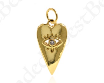 Personalized Heart Evil Eye Pendant,18k Gold Filled Egyptian Eye Charm,DIY Simple Jewelry Making Accessories 18x9mm