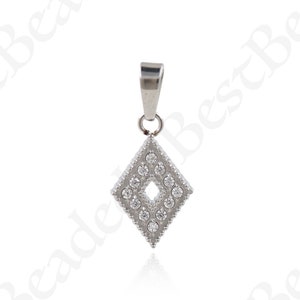 18K Gold Filled Stainless Steel Geometric Pendant,Stainless Steel Rhombus Pendant,DIY Jewelry Making Supplies 8x13x1.7mm