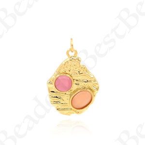 Brass Gold Plated Zircon Geometric Necklace Pendant for DIY Jewelry Making Supplies, 25x18mm