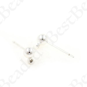 18K Silver Filled Stud Earrings With Ball,Ball Stud Earring With Loop,Earring Findings,DIYJewelry Making 4x6mm