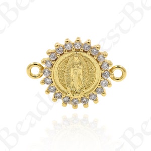 Round Virgin Mary Connectors,Daindy Religious Connectors , gift for woman,holiday gift 18x3.5mm