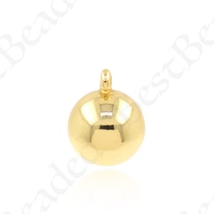 Minimalist Simple Ball Necklace Pendant, Geometric Jewelry, Gold Plated Brass Accessories, 14mm