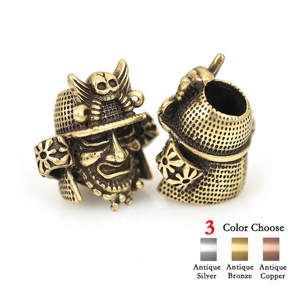 2Pcs Lanyard Charm Samurai Helmet Bead for Mens Paracord Bracelet Making Supplies 19x20mm