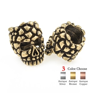 2Pcs Skull Bead Antique Charm for DIY Paracord Bracelet Keychain Lanyard Making Supplies 14x18mm