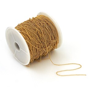 1 Meter 18K Gold Rolo Chain Brass Soldered for Original Jewelry Link Making
