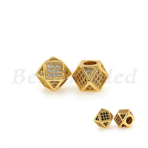 Cube Bead,Micro Pave CZ Stein Metall Quadrat Spacer Perlen,Armband Charms,DIY SchmuckTeile 7x7mm 2Stk