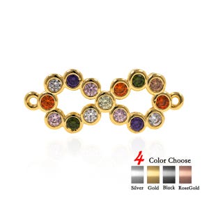 Infinity Connector Charm Pave Multicolor CZ for Original Bracelet/Necklace Jewelry Findings 23x9mm 2Pcs