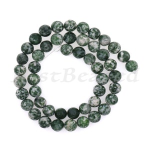 Matte Green Spot Jasper Stone Beads,Natural Round Agate Gemstone Bead for Jewelry Findings 6mm 8mm 10mm 1Str