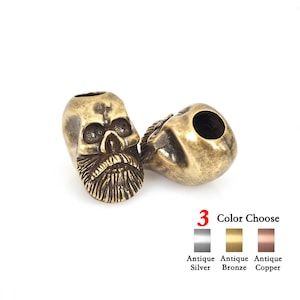 2Pcs Bald Viking Skull Beads Paracord Charm for Survival Bracelet Lanyard Making 12x24mm