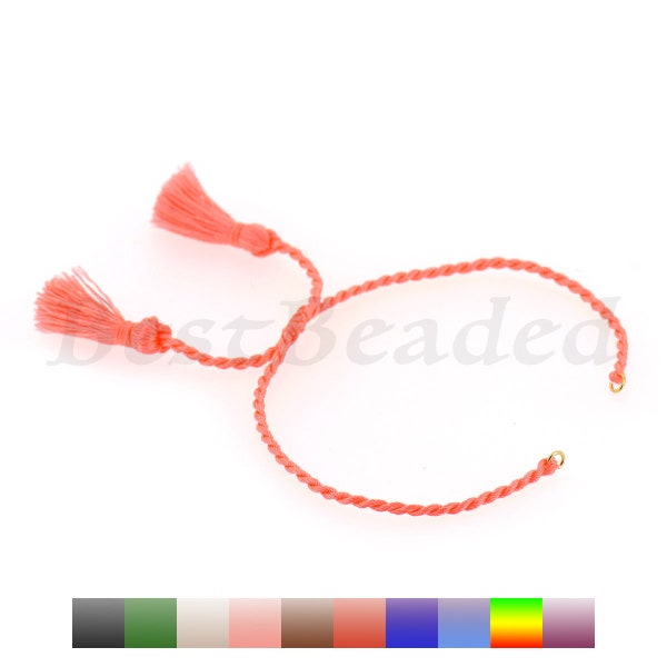10Pcs Adjustable Rope Cord Bracelet,Half Finished Tassel Bracelet Connector Link Findings for Original Jewelry Making