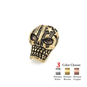 2Pcs Charms Skull Bead Pentagram Pattern for Men&#39;s Paracord Survival Bracelet Making 16x20mm