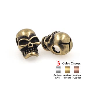 Skull Bead Charm DIY Accessories for Mens Paracord Bracelet Keychain Beads 7x10mm 2Pcs