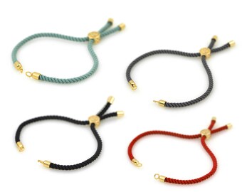 Half-finished Cord Bracelet With Sliding Slider Stopper Beads,Adjustable Connector for diy Jewelry Making Findings 1Pcs