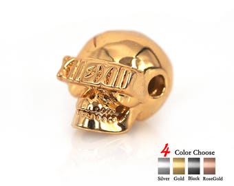Skull Beads Brass Metal Skeleton Charm fit diy Men Bracelet/Necklace Jewelry Findings 8x12mm 2Pcs