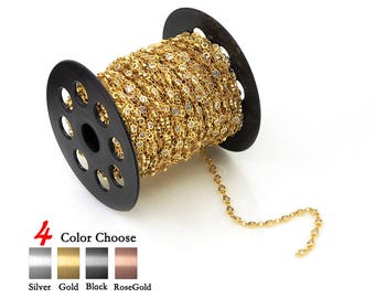 1 Meter Clear Cubic Zirconia Chain Brass Metal Rosary Chains for DIY Jewelry Making Supplies