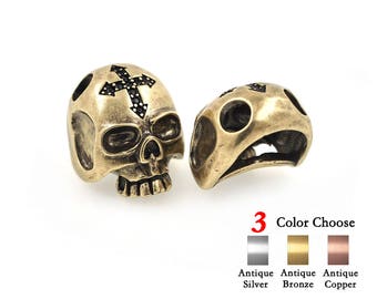 2Pcs Paracord Skull Beads Charm fit for DIY Survival Bracelet Lanyard Jewelry Making 16x21mm
