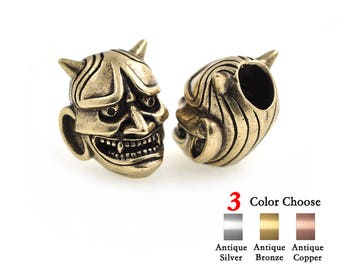 2Pcs Evil Goblin Head Beads Lanyard Charm Suitable for 550 Paracord Bracelet Charms Making 16x19mm