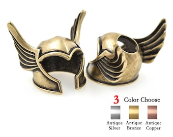 2Pcs Antique Brass Angel Helmet Beads for Original Paracord Bracelet Charms Jewelry Making 25x15mm