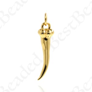 18k Gold Filled Italian Luck Horn Pendant,Dainty Cornicello Charm for Minimalist Jewelry Making Supplies 23x6mm