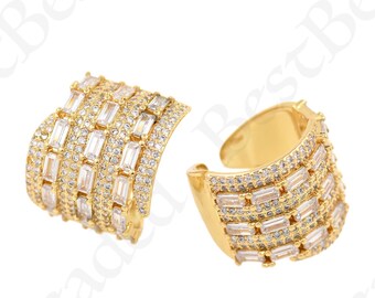 Anel de declaração personalizado, anéis abertos preenchidos com ouro 18k, anel ajustável masculino/feminino 21x19mm