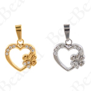 Stainless Steel Heart Pendant,CZ Micro Pave Heart Necklace,Valentine&#39;s Day Charm,DIY Jewelry Making Supply 11x12mm