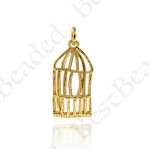 18k Gold Filed Birdcage Pendant,Minimalist Necklace Charm,DIY Original Jewelry Accessories 22x11mm