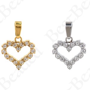 18K Gold Filled Heart Necklace,Stainless Steel Heart Pendant,Love Charm,DIY Jewelry Findings 11x11mm