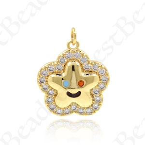 Cute Flower Necklace Pendant,18K Gold Filled Plum Blossom Flower Charms,DIY Jewelry Findings 20x22mm