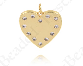 18K Gold Filled Herz Anhänger,Liebe CZ Anhänger Charm,für DIY Schmuck 21x21mm