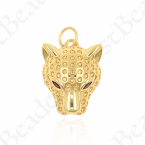 18k Gold Filled Panther Animal Head Pendant,Delicate Minimal,Personalized Gift 17x12x9mm