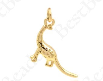 Colgante de braquiosaurio relleno de oro de 18 quilates, dije de dinosaurio lindo simple para hacer joyas minimalistas 20x14 mm