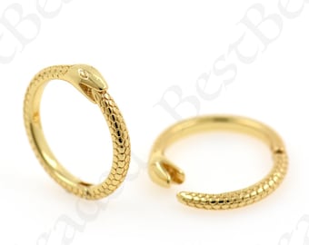 Dainty Snake Ring Clasp,Gold Plated Circle Animal Clasp,DIY Keychain/Jewelry Making Supplies 18.5mm