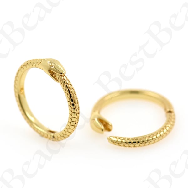 Dainty Snake Ring Clasp,Gold Plated Circle Animal Clasp,DIY Keychain/Jewelry Making Supplies 18.5mm