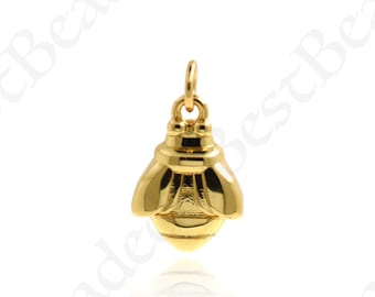 18K Gold Tiny Honey Bee Charm,Dainty Insect Necklace Pendant,DIY Simple  Jewelry Gift Making 12.5x6.5mm