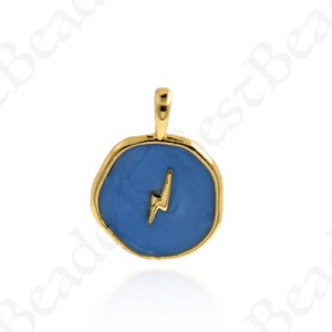 Emaille Blitz Blitz Anhänger,18k Gold Filled Thunder Anhänger,Original Schmuckherstellung Fundstücke 18,5x14mm