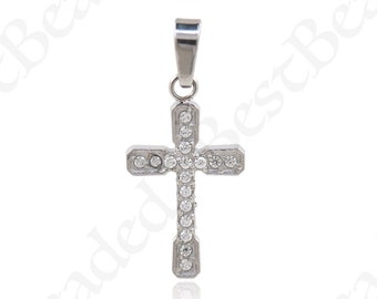 Christian Charm,Stainless steel cross pendant. Cross necklace bracelet,DIY Jewelry Making Supplies 10x17mm
