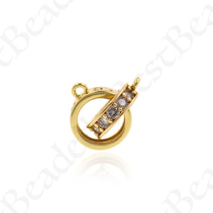 Dainty Gold Filled Ring Links,CZ Micro Pave Double Loop Connector,DIY Jewelry Making Findings 18x9mm