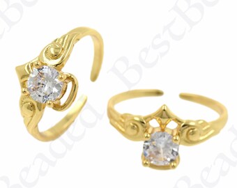 Anillo apilable minimalista, anillo ajustable relleno de oro de 18 quilates para accesorios de joyería DIY 23x11 mm