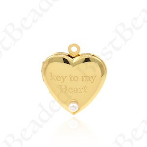 Gold Plated Pearl Heart Necklace Pendant, Simple High Jewelry for DIY Jewelry Design, 22x19mm