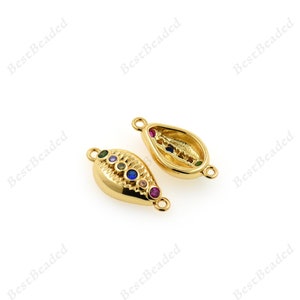 Rainbow Cowrie Shell Charms,Gold Plated Sea Shell Connector Spacers,DIY Minimalist Jewelry Supplies 17x8mm