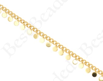 18k Gold Filled Sequin Disc Kette, Halbfertige Flache Runde Kette für personalisierte Schmuckherstellung 5.5mm