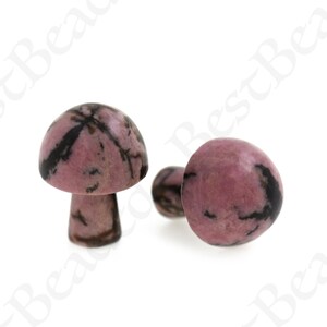 Natural Gemstone Mushroom,Rhodonite Crystal Mushroom Home Decoration,Reiki Healing Statue Gift 16x21mm