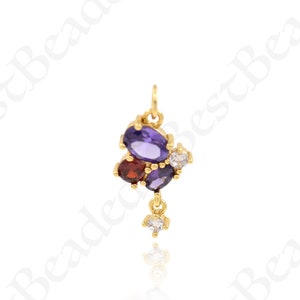 18K Filled Gold Set Zircon Necklace Pendant for DIY Bracelet Necklace Making Supply, 21x11mm