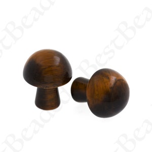 Hand Carved Tiger Eye Gemstone Mushroom,Natural Healing Crystal Mushroom 16x21mm