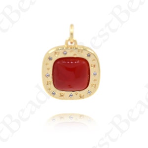 Red Square Pendant Necklace,Simply Accessories Pendant,Everyday Jewelry 17x15mm