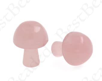 Carved Natural Rose Quartz Mushroom,Pink Healing Gemstone Crystal Mushroom for Home Decoration 16x21mm