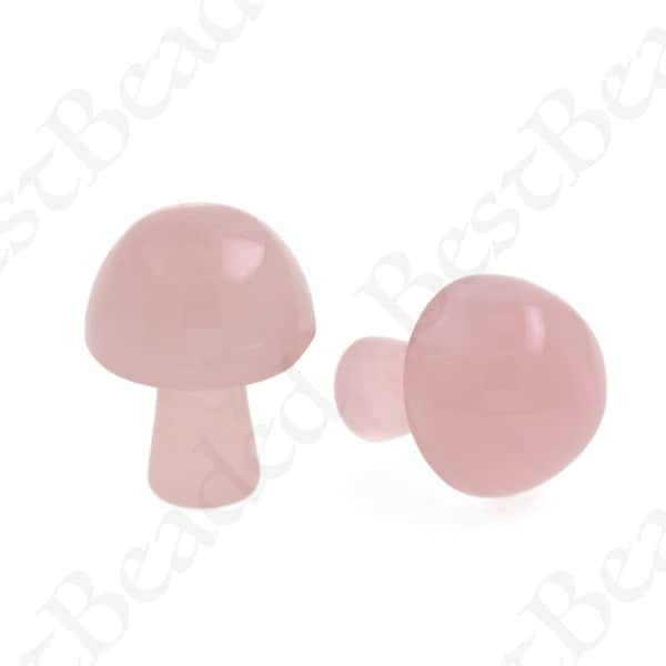 Carved Natural Rose Quartz Mushroom,Pink Healing Gemstone Crystal Mushroom for Home Decoration 16x21mm