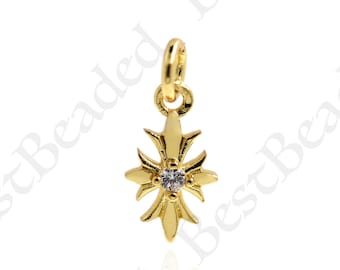 Mini colgante de cruz, 18k encantos cristianos llenos de oro, hallazgos de joyería minimalista 13x7.5mm