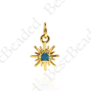 Turquoise CZ Pave Polaris Pendant,18k Gold Filled North Star Charm for DIY Jewelry Making 11x8mm